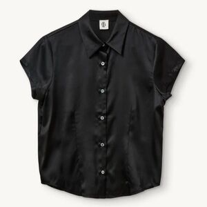 The garment Elegant Black Women's Button Down Shirt